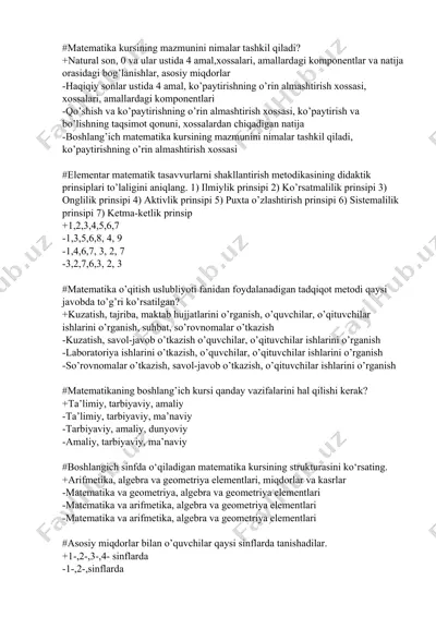 mаtеmаtikаning bоshlаng’ich kursi vаzifаlаri — DOCX