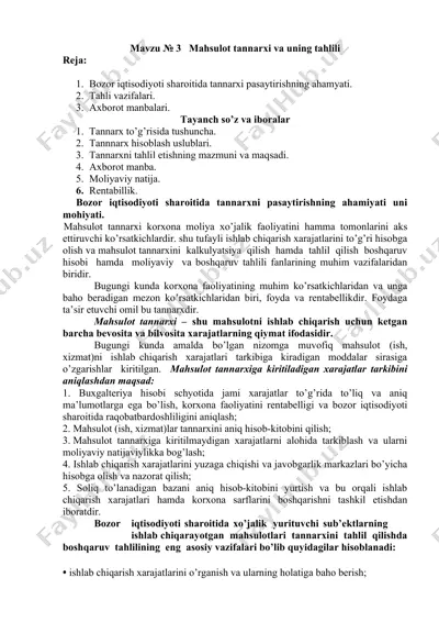 mahsulot tannarxi va uning tahlili — DOCX