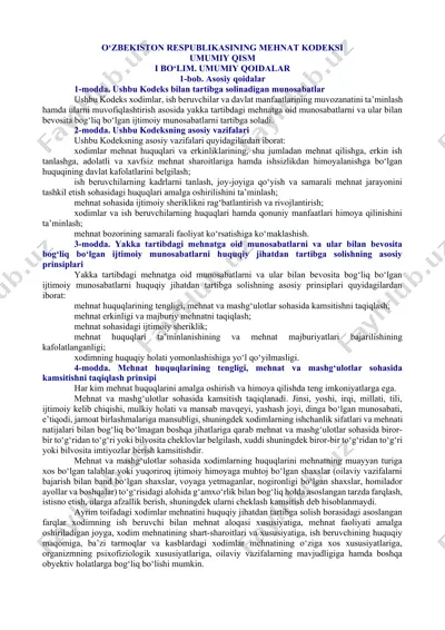 o‘zbekiston respublikasining mehnat kodeksi — DOCX