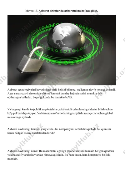axborot xavfsizligi tizimlari — DOCX