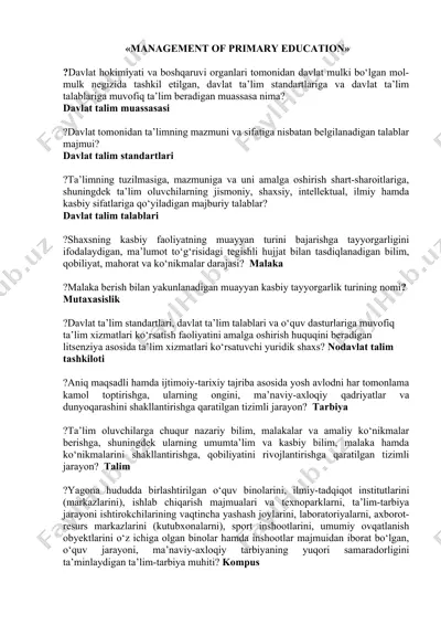 primary education management — DOCX