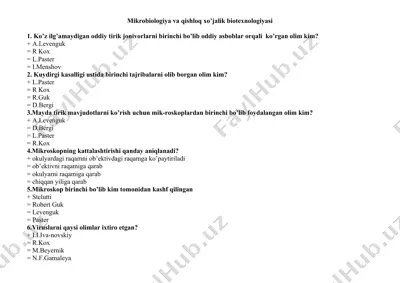mikrobiologiya va qishloq xo’jalik biotexnologiyasi — DOCX