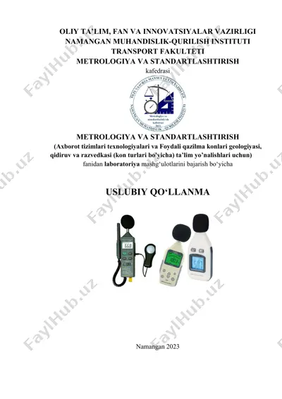 metrologiya va standartlashtirish kafedrasining laboratoriya mashg‘ulotlari uchun uslubiy qo‘llanma — DOCX