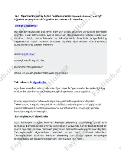 algoritmlar haqida ma’lumot — DOCX