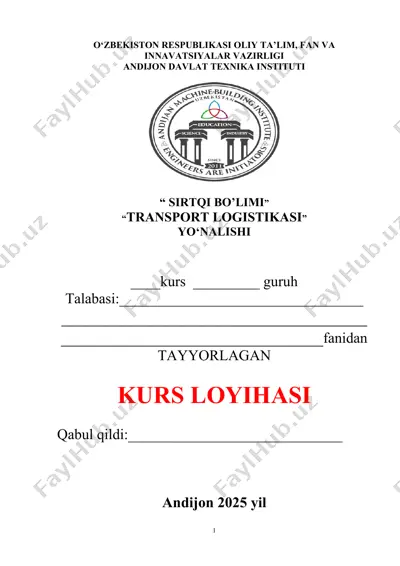 transport logistikasi kurs ishi — DOCX