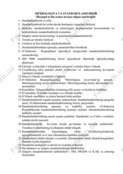 metrologiya va standartlashtirish — DOCX