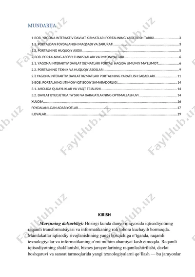 yagona interaktiv davlat xizmatlari portalining yaratilish tarixi — DOCX