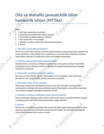 mahalliy jamoatchilik bilan hamkorlik ishlari (mttda) — DOCX