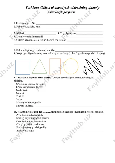 talabasining ijtimoiy-psixologik pasporti — DOCX