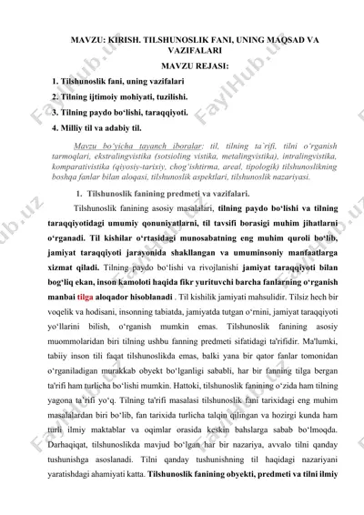 tilshunoslik fanining predmeti va vazifalari — DOCX