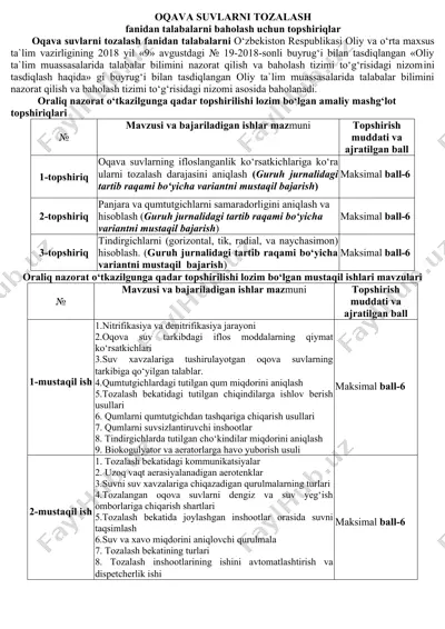 oqava suvlarni tozalash — DOCX