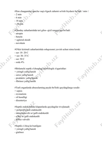 sepsis va septik o'choqlar — DOCX