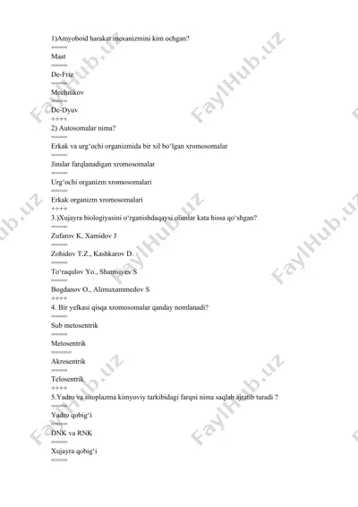 xujayra biologiyasi va virusologiya — DOCX