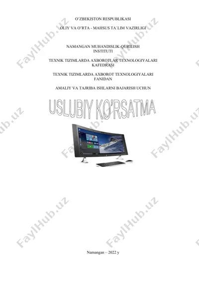texnik tizimlarda at fanidan tayyorlangan uslubiy ko’rsatma — DOCX
