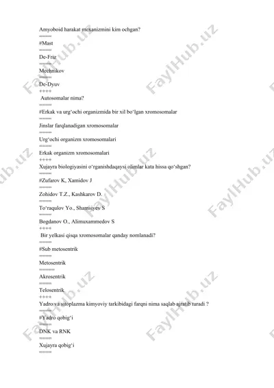 biologiya fanining asosiy darsliklari — DOCX
