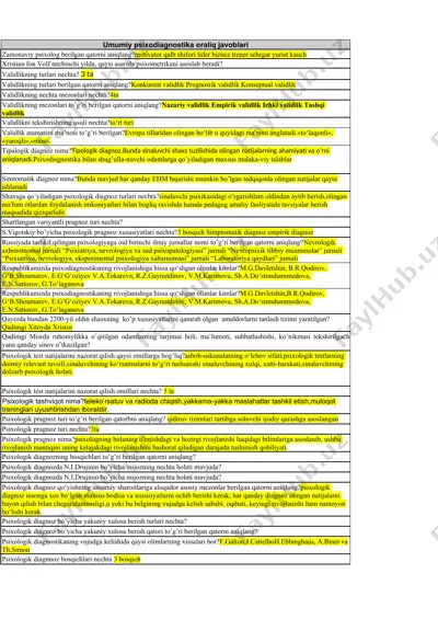 umumiy psixodiagnostika oraliq javoblari — DOCX