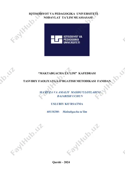 tasviri faoliyatga o'rgatish metodikasi — DOCX