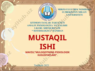 muloqotning psixologik xususiyatları — PPTX