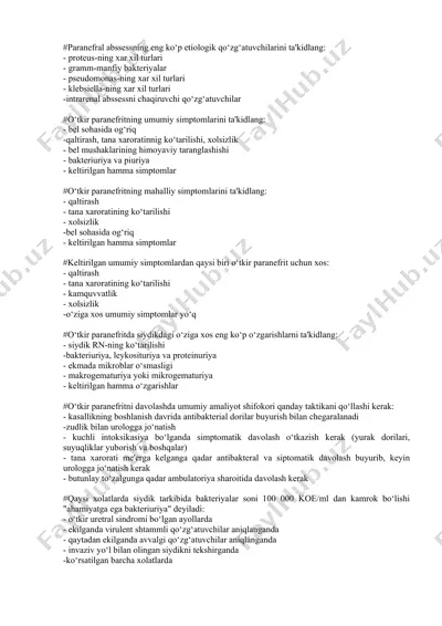 paranefritning eng ko‘p etiologik qo‘zg‘atuvchilari — DOCX