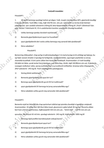 klinik gipolipidemiya davolash usullari — DOCX