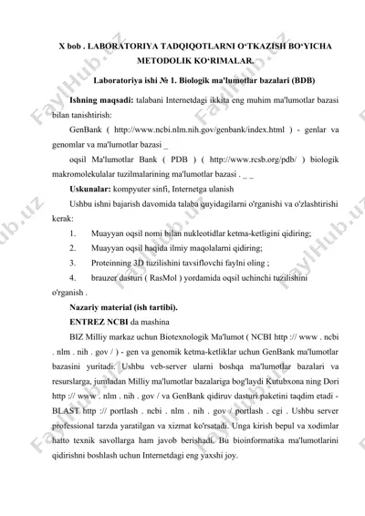 laboratoriya tadqiqotlarni o‘tkazish bo‘yicha metodolik ko‘rimalar — DOCX