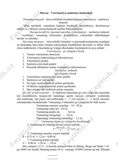 veterinariya sanitariya inshootlari — DOCX