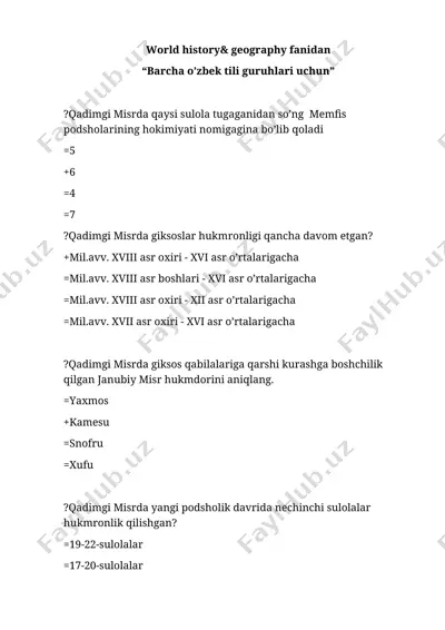qadimgi misr tarixi — DOCX