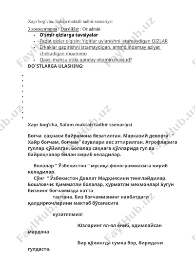 salom maktab tadbir ssenariysi — DOCX