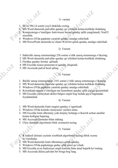 matematik topshiriqlar — DOCX