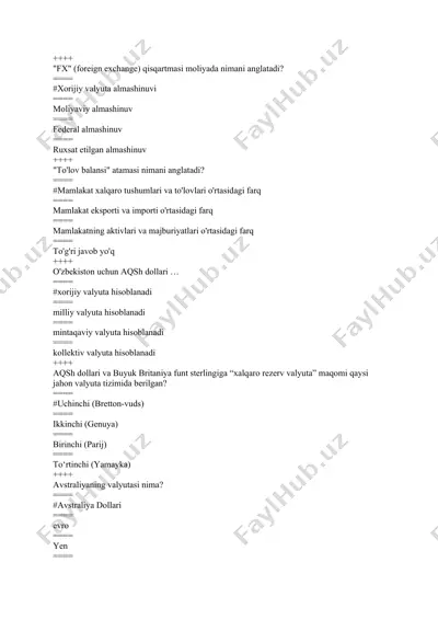 fx (foreign exchange) almashinuvi — DOCX