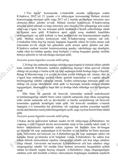 mehnat nizolari komissiyasi vaziyatlari — DOCX