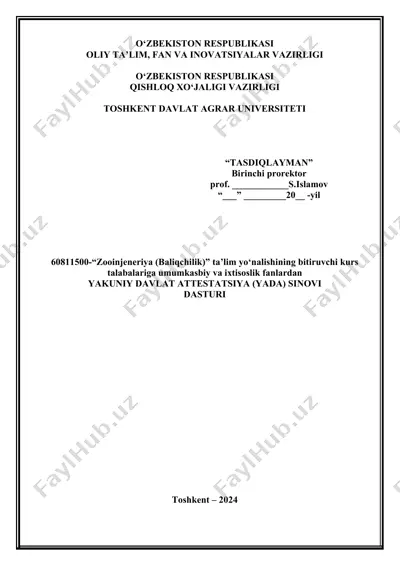 zooinjeneriya (baliqchilik) ta’lim yo‘nalishi — DOCX