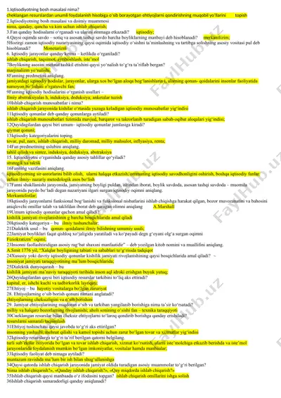 iqtisodiyotning bosh masalasi — DOCX