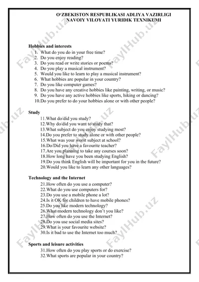 hobbies and interests — DOCX