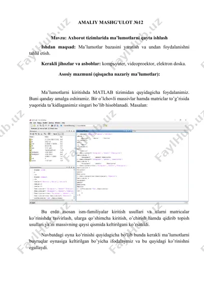 ma'lumotlar bazasi yaratish va unga foydalanish — DOCX