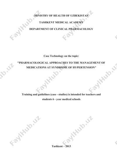 pharmacological approaches to the management of medications at syndrome of hypertension — DOCX