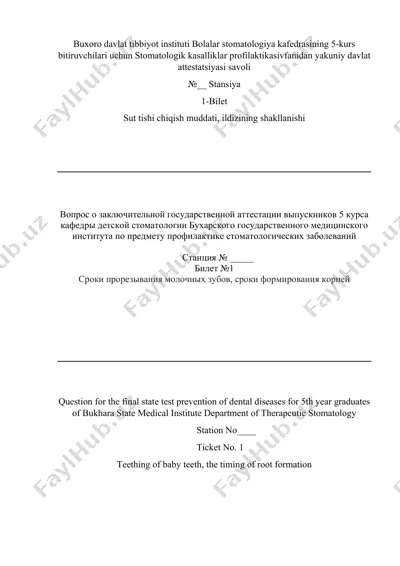 stomatologik kasalliklar profilaktikasi — DOCX