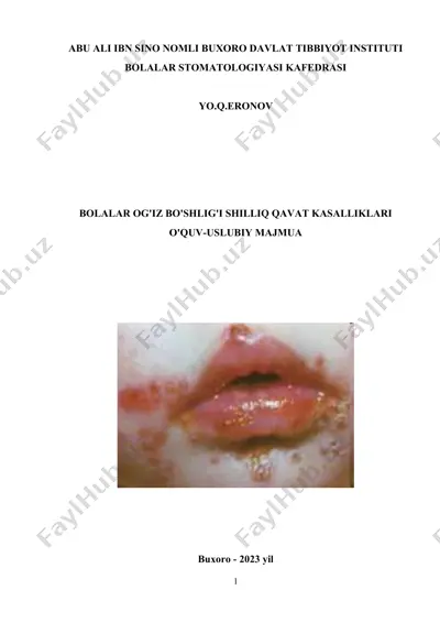bolalar stomatologiyasi kafedrasi o'quv-uslubiy majmua — DOCX