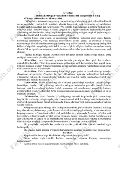 kichik biznesning rivojlanishi — DOCX