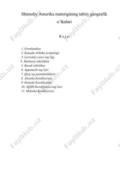 shimoliy amerika materigining tabiiy geografik o`lkalari — DOC
