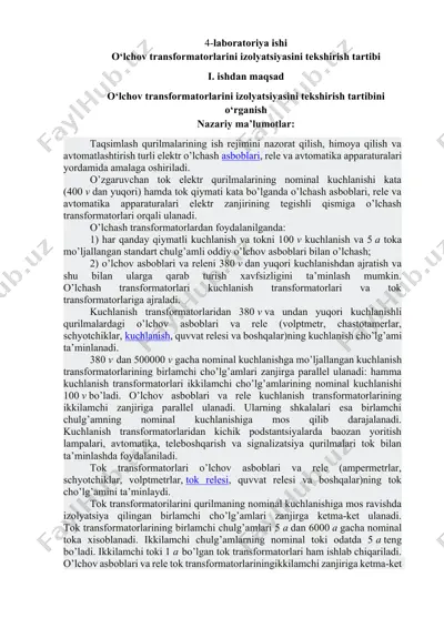 elektr xavfsizligi asoslari — DOCX