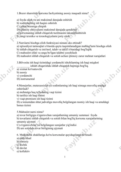 bozorshunoslik asoslari — DOCX
