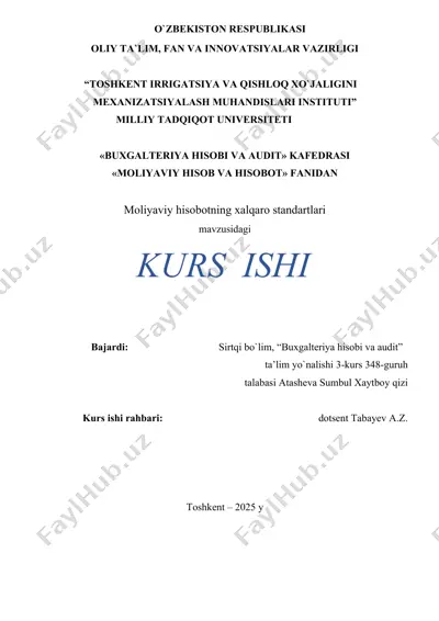 moliyaviy hisobotning xalqaro standartlari kurs ishi — DOCX