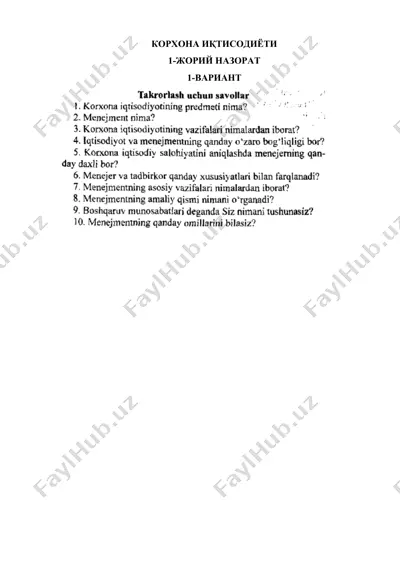 korxona iqtisodiyoti — DOCX