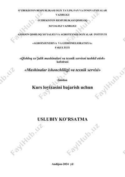 kurs loyixasini bajarish uchun uslubiy kursatma — DOCX