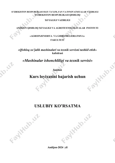 kurs loyixasini bajarish uchun uslubiy kursatma — DOCX