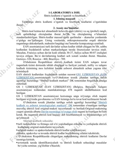shtrix kodlarni о’rganish va hisoblash — DOCX