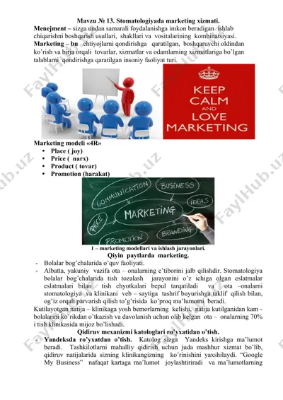 stomatologiyada marketing xizmati — DOCX