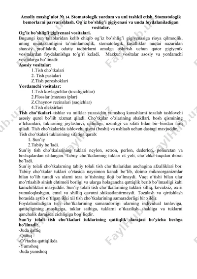 og’iz bo’shlig’i gigiyenasi vositalari — DOCX