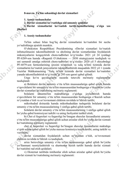 ta’lim sohasidagi davlat xizmatlari — DOCX